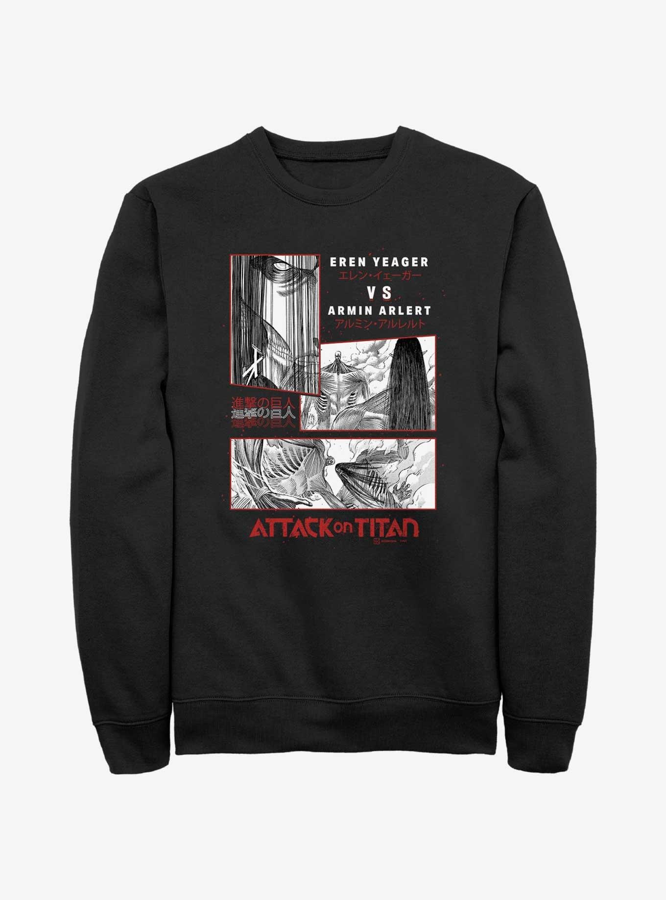 Attack on Titan Eren vs Armin Sweatshirt, BLACK, hi-res