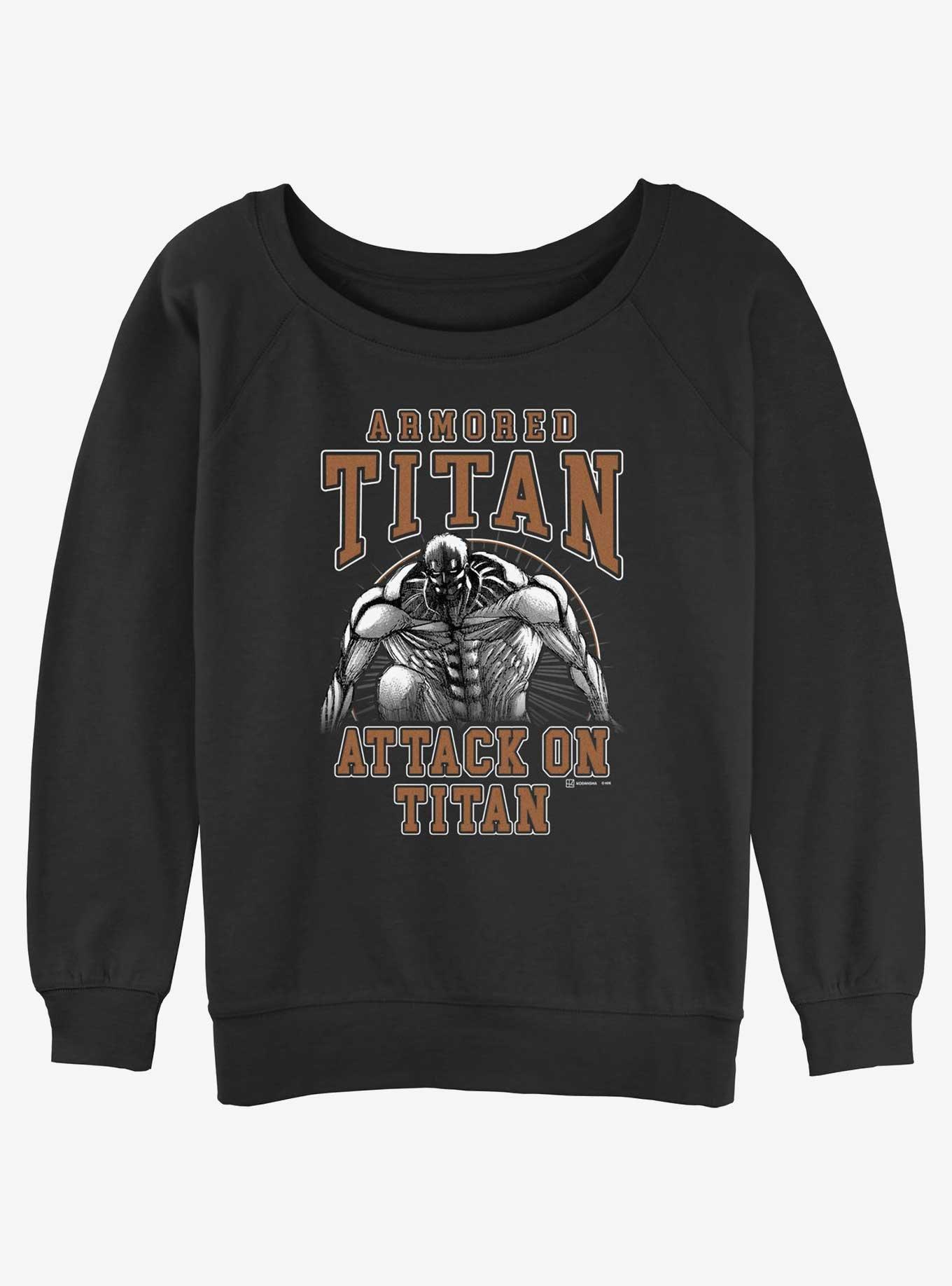 Attack on Titan Armored Titan Reiner Girls Slouchy Sweatshirt, BLACK, hi-res