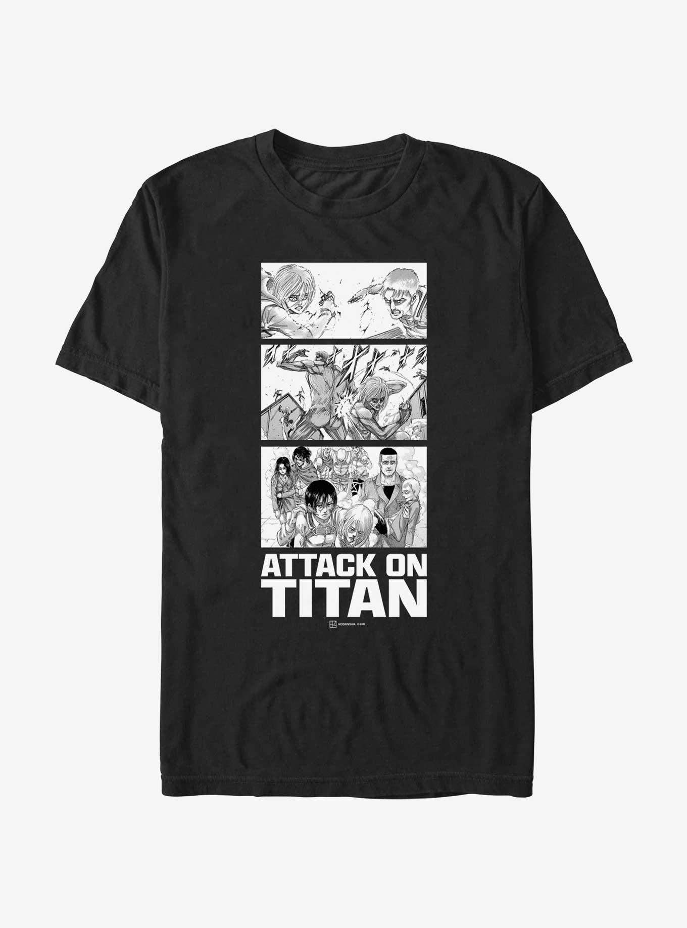 Attack on Titan Annie vs Reiner Panels T-Shirt, BLACK, hi-res