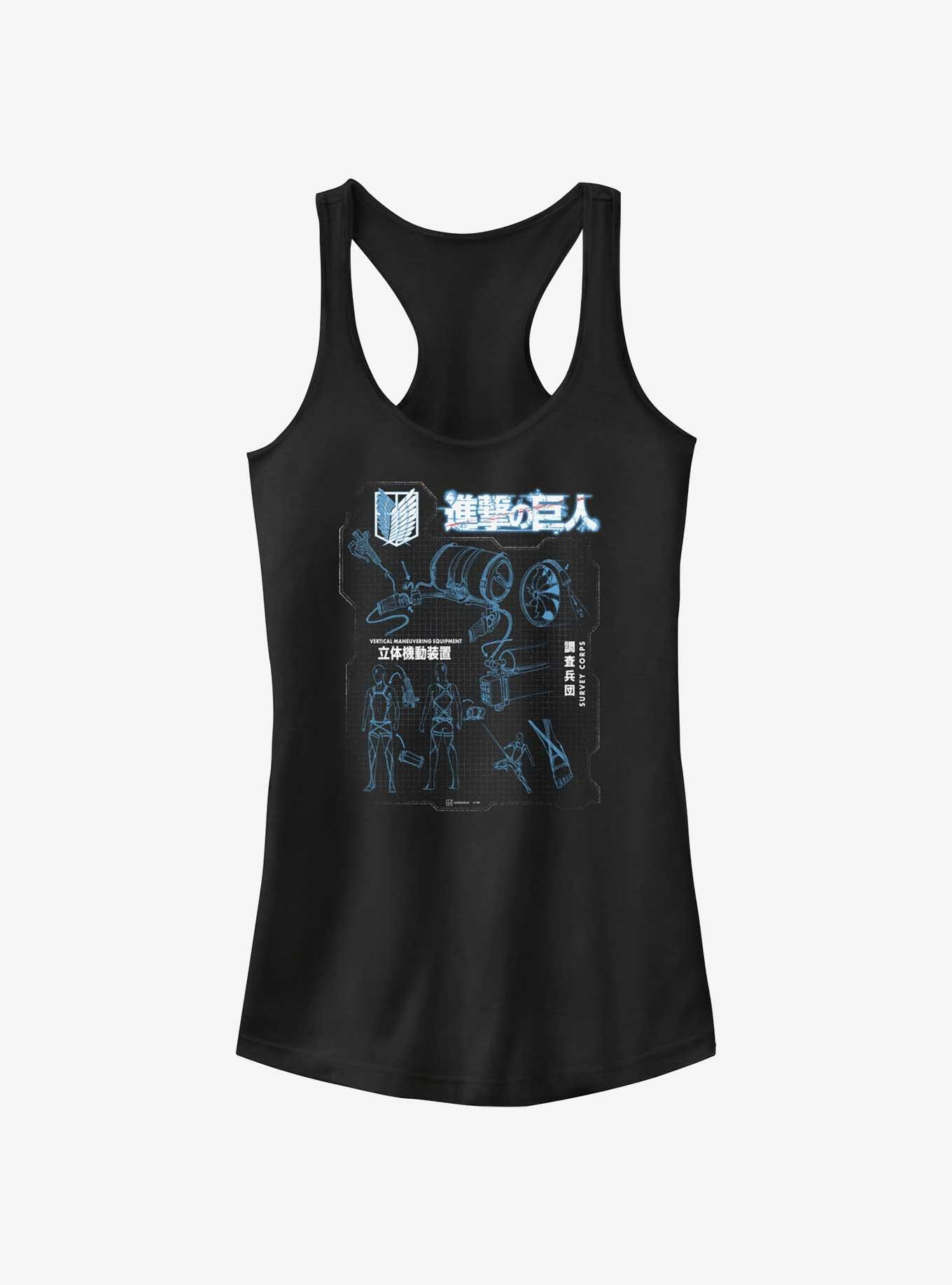 Attack on Titan Maneuver Gear Blueprint Girls Tank, BLACK, hi-res