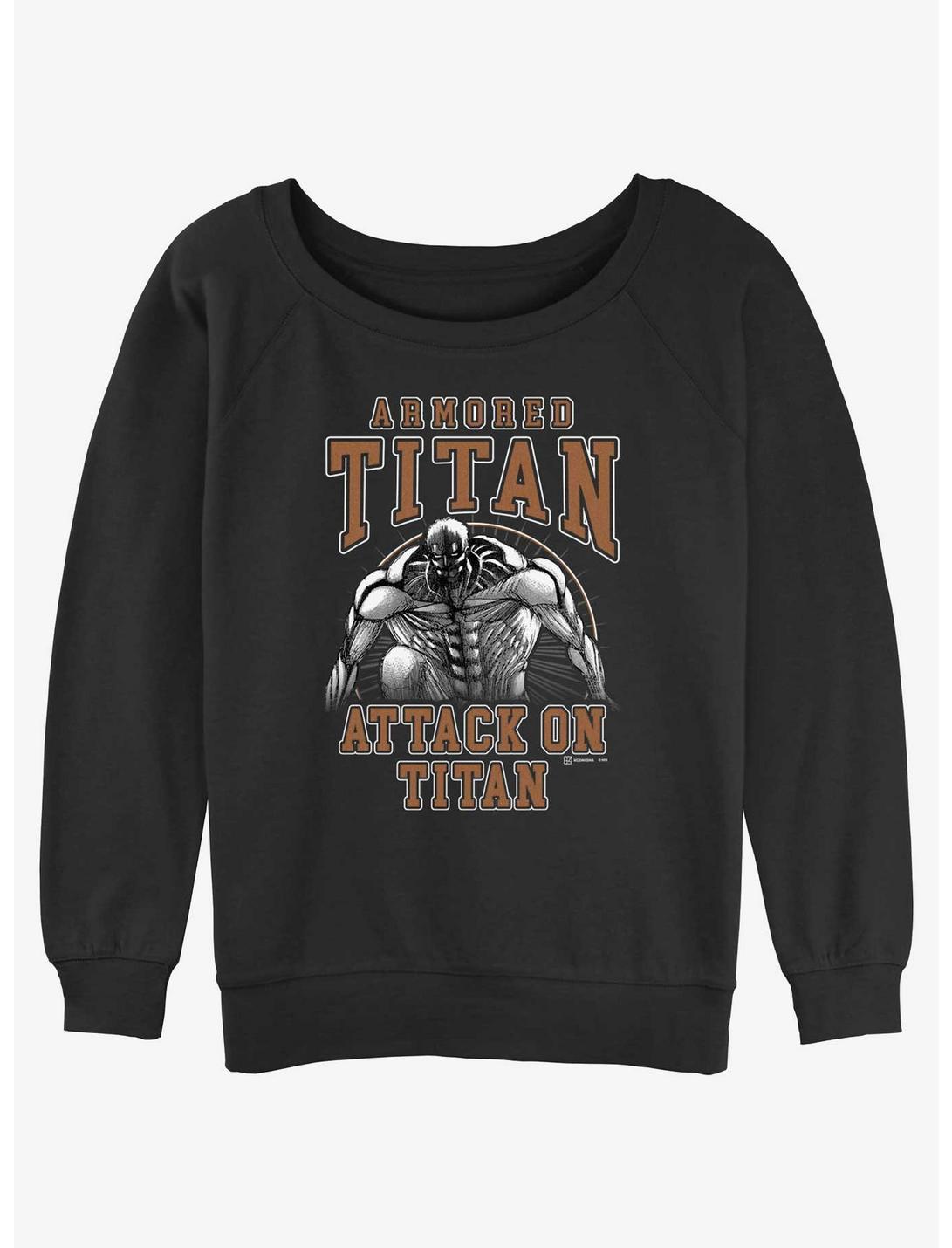 Attack on Titan Armored Titan Reiner Womens Slouchy Sweatshirt, BLACK, hi-res