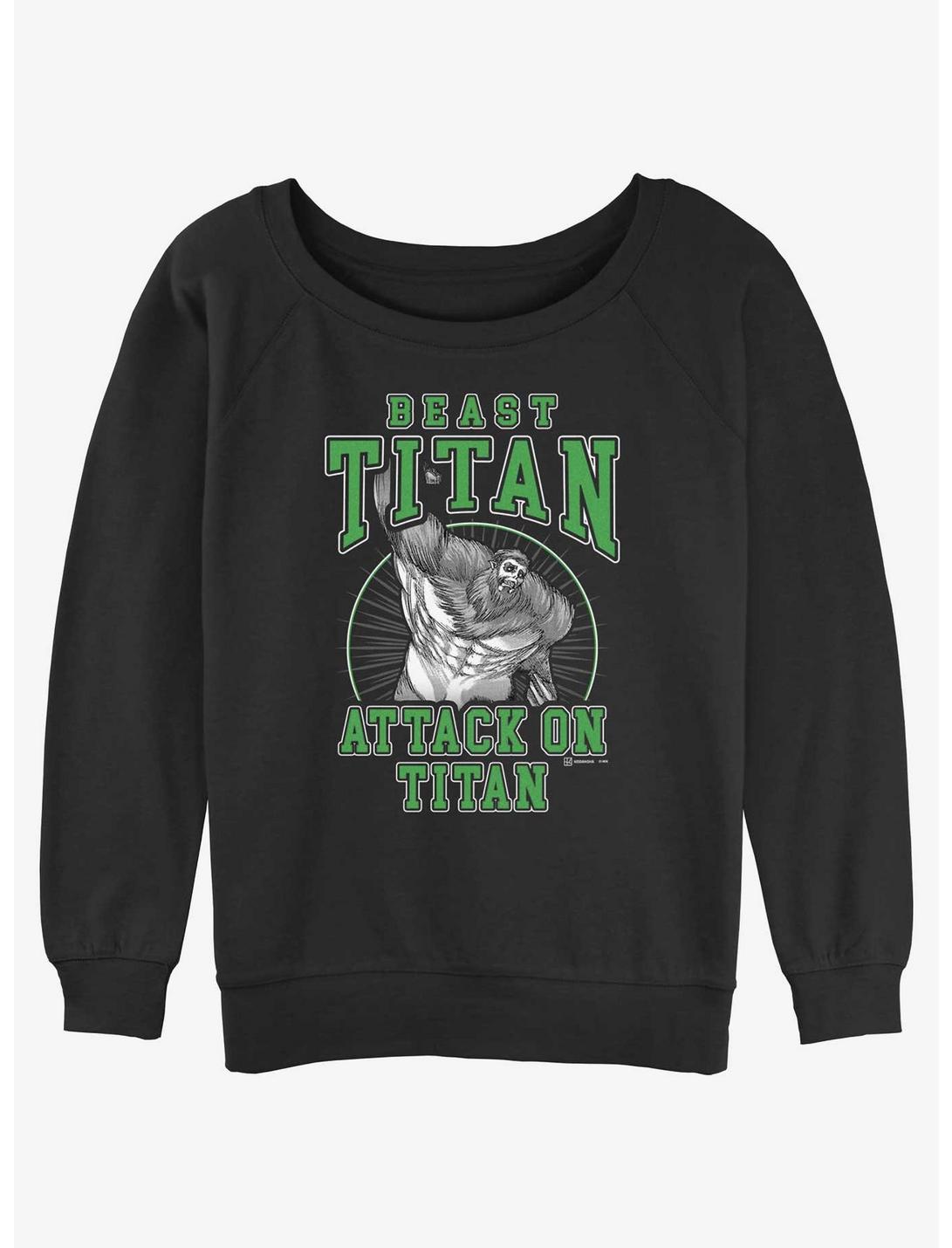 Attack on Titan Beast Titan Zeke Womens Slouchy Sweatshirt, BLACK, hi-res
