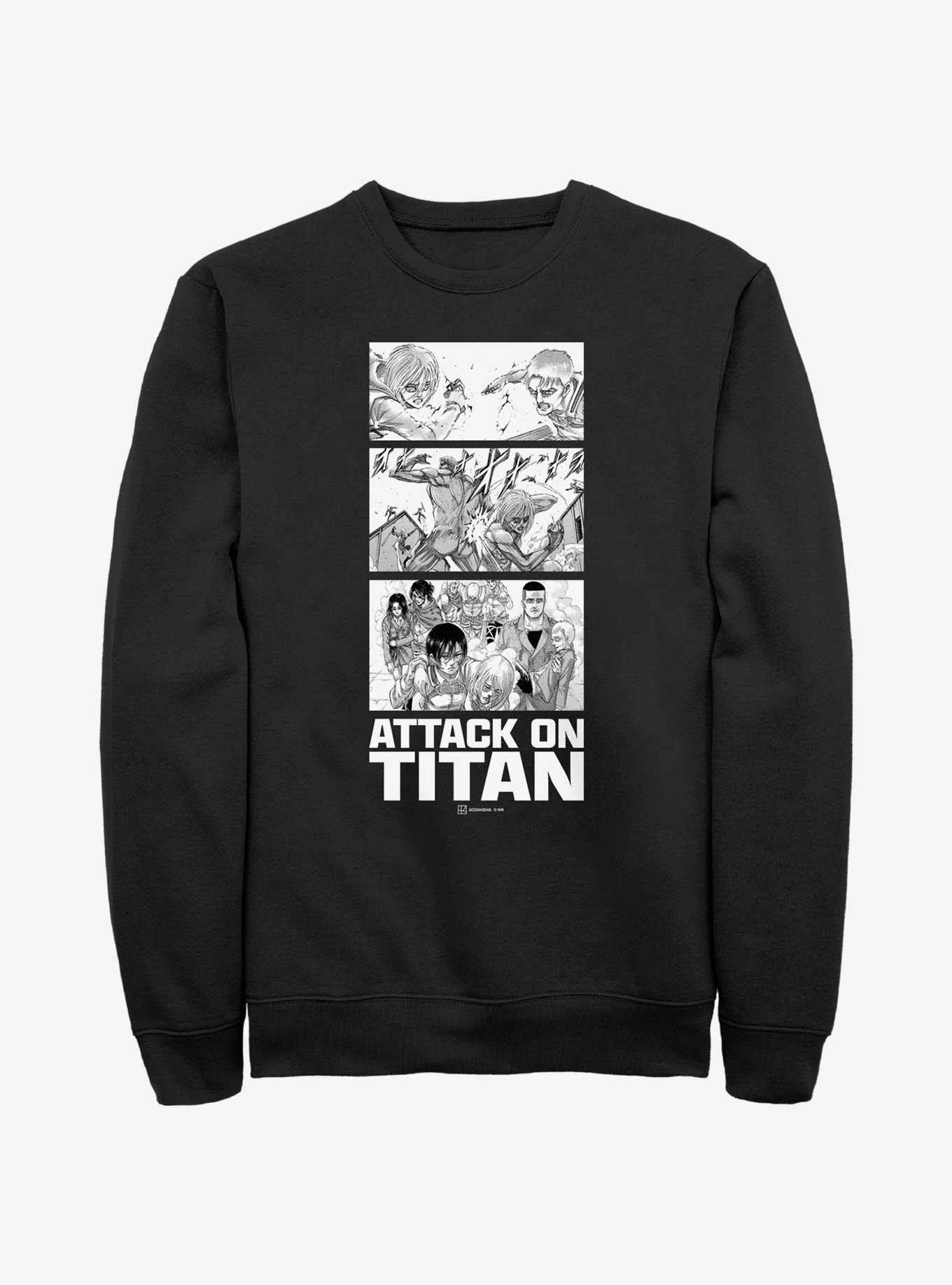 Attack on Titan Annie vs Reiner Panels Sweatshirt, BLACK, hi-res