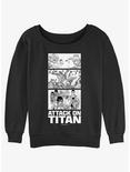 Attack on Titan Annie vs Reiner Panels Womens Slouchy Sweatshirt, BLACK, hi-res