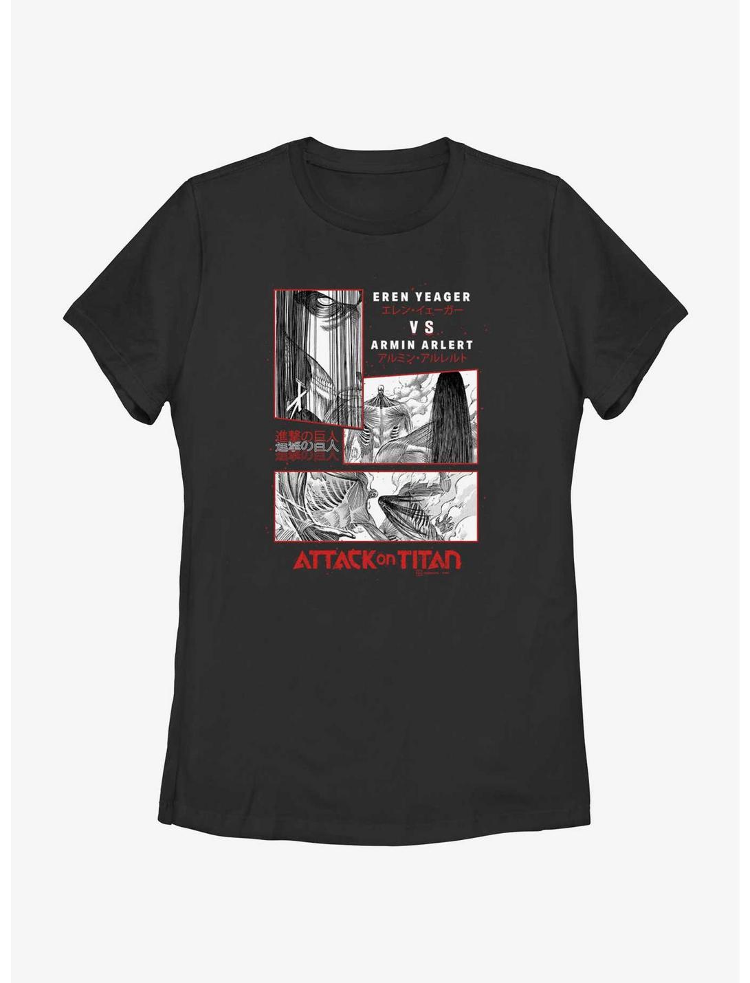 Attack on Titan Eren vs Armin Womens T-Shirt, BLACK, hi-res