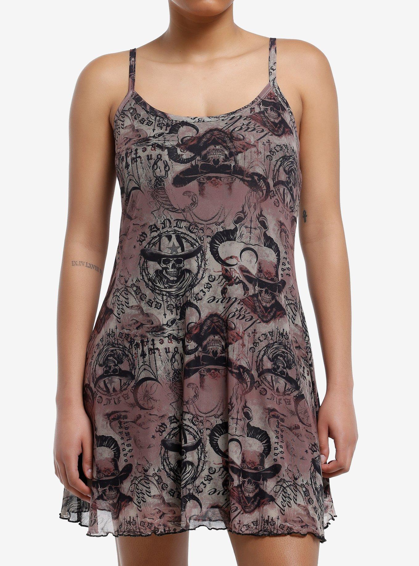 Cosmic Aura Skull Cowboy Slip Dress, , hi-res