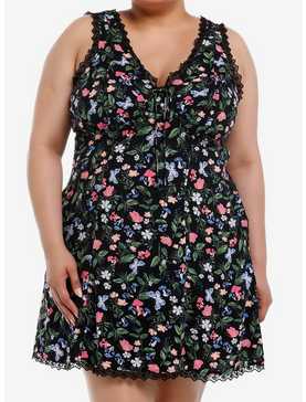 Thorn & Fable Butterfly Floral Lace Babydoll Dress Plus Size, , hi-res