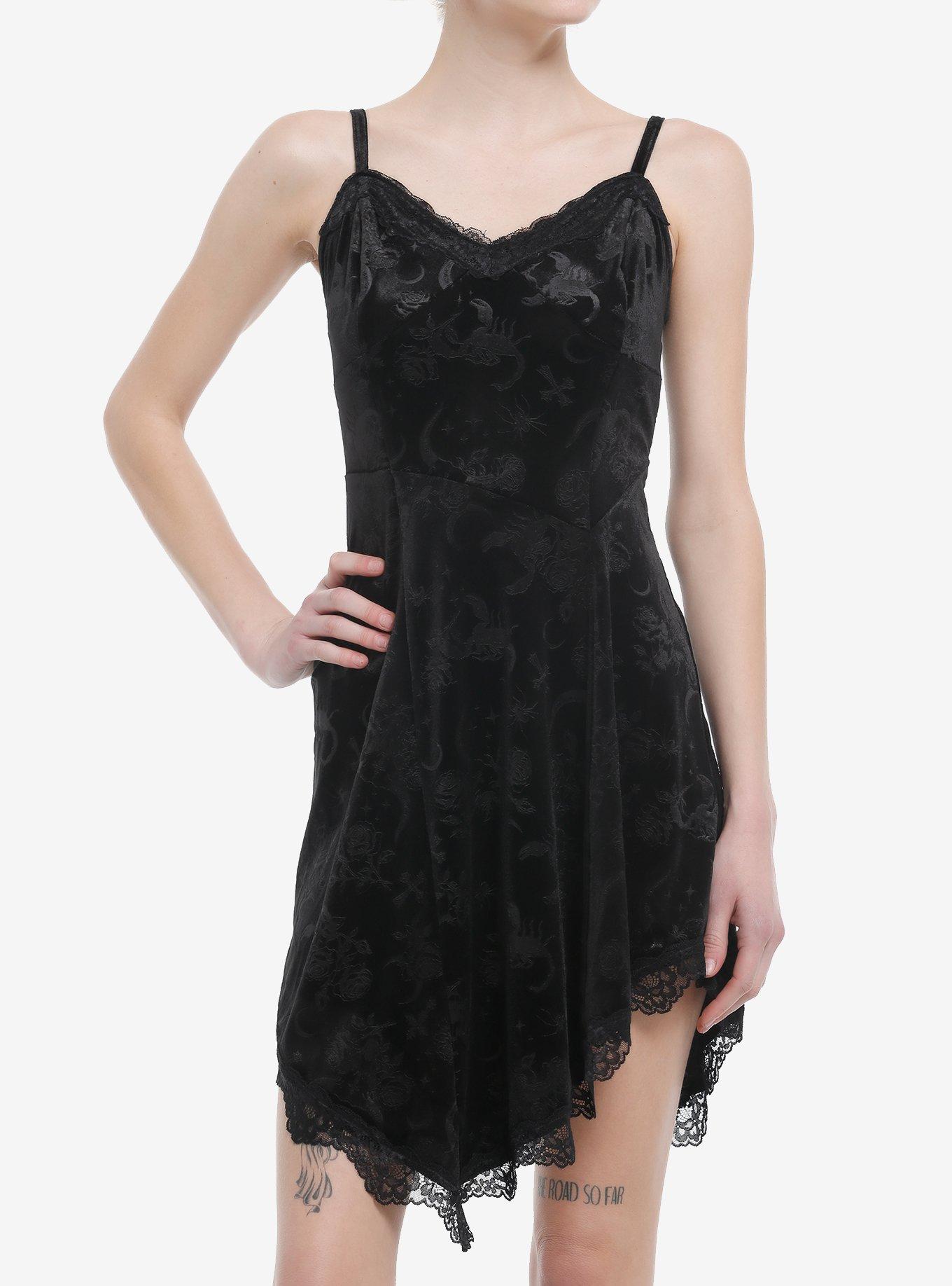 Cosmic Aura Black Celestial Scorpion Velvet Slip Dress, , hi-res