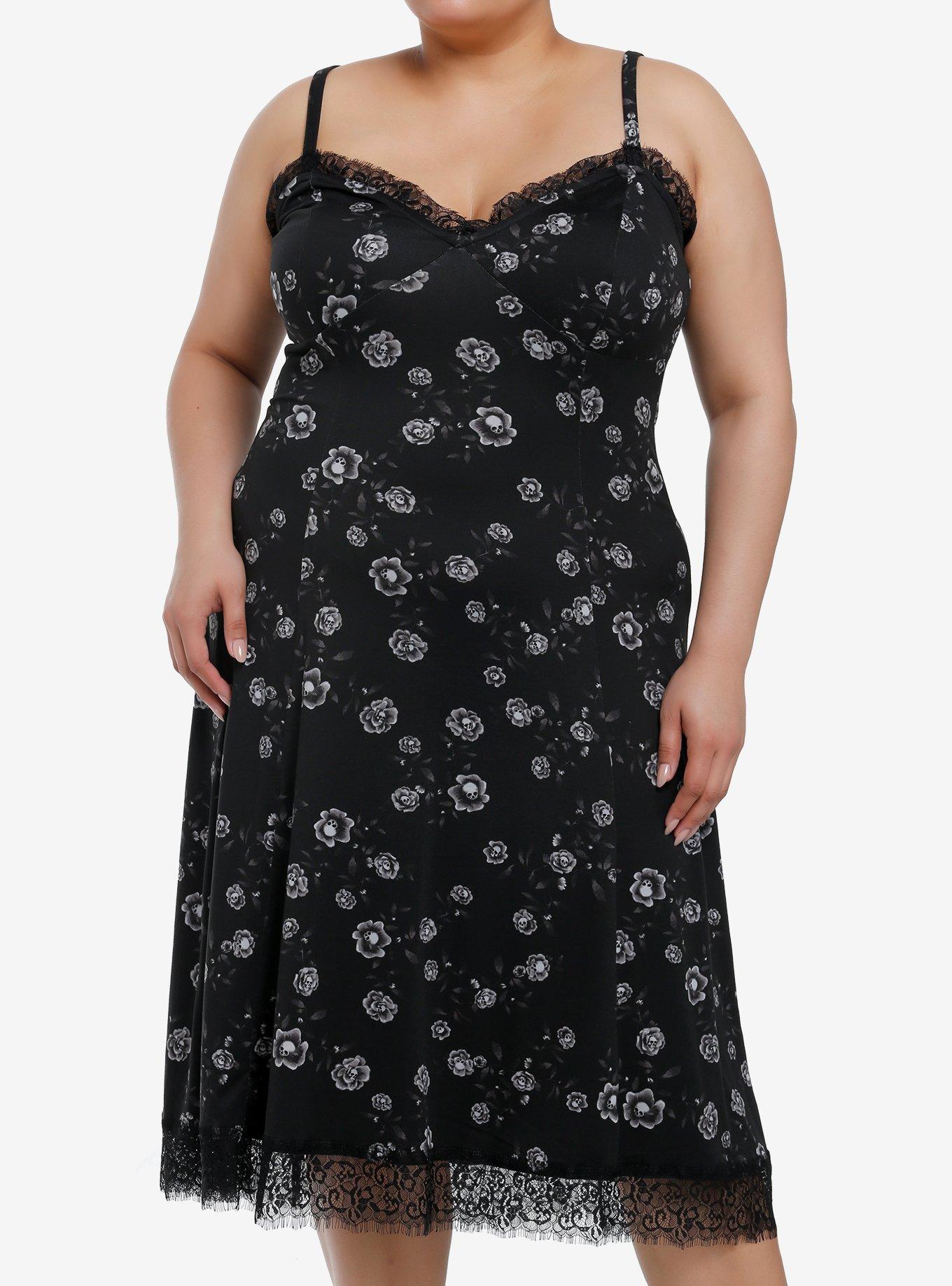 Cosmic Aura Skull Rose Midi Slip Dress Plus Size | Hot Topic