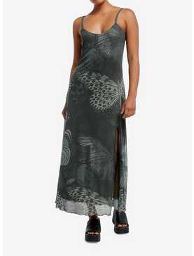 Thorn & Fable Green Butterfly Slit Maxi Dress, , hi-res