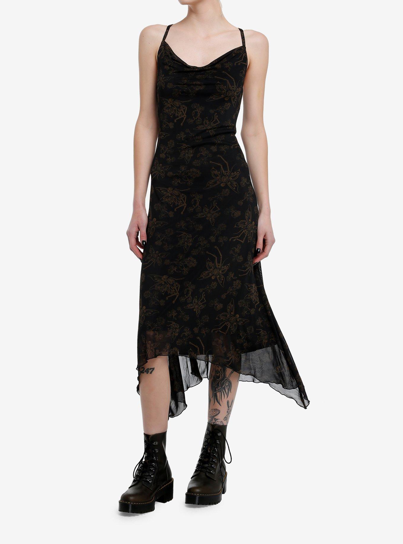 Thorn & Fable Skeleton Fairy Hanky Hem Maxi Slip Dress, , hi-res