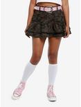 Sweet Society Green Camo Ruffle Belted Mini Skirt, PINK, hi-res
