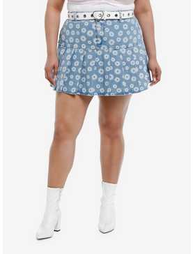 Sweet Society Daisy Heart Belt Denim Mini Skirt Plus Size, , hi-res