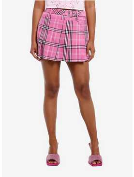 Sweet Society Pink Plaid Pleated Skirt, , hi-res