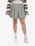 Sweet Society Sage Green Plaid Chain Skirt Plus Size, GREEN, hi-res