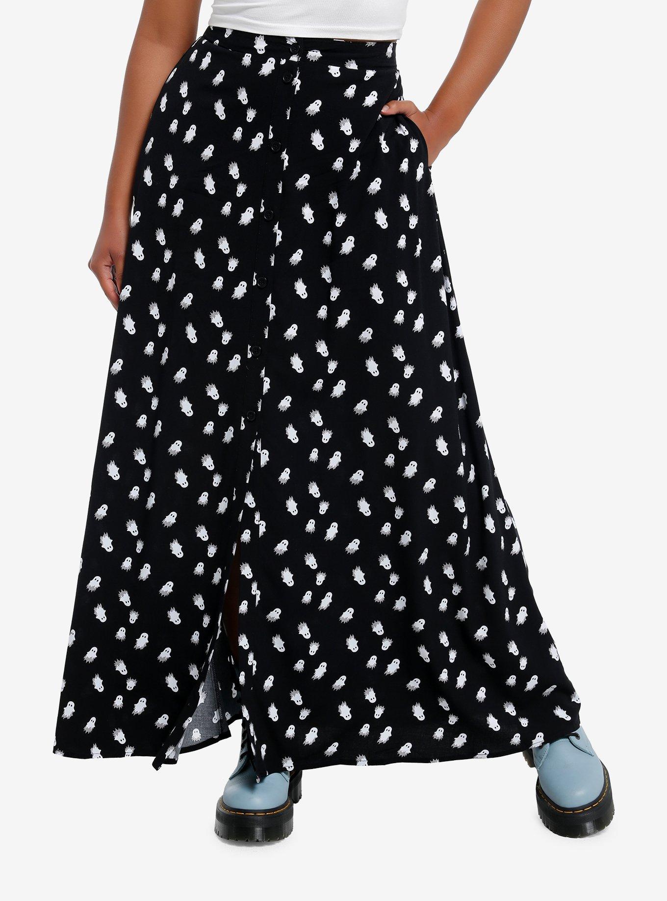 Thorn & Fable Black & White Ghost Maxi Skirt, , hi-res