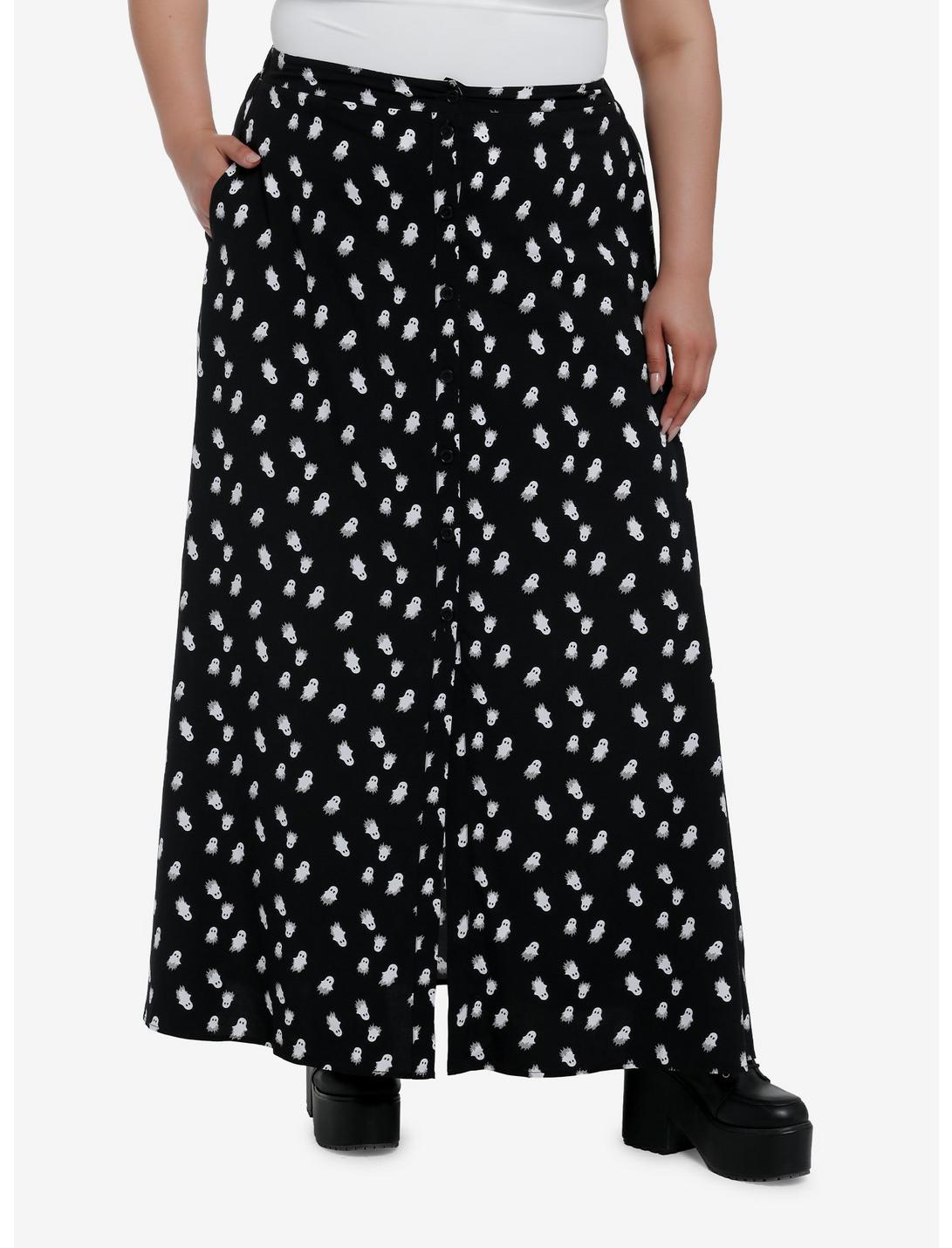 Thorn & Fable Black & White Ghost Maxi Skirt Plus Size, , hi-res