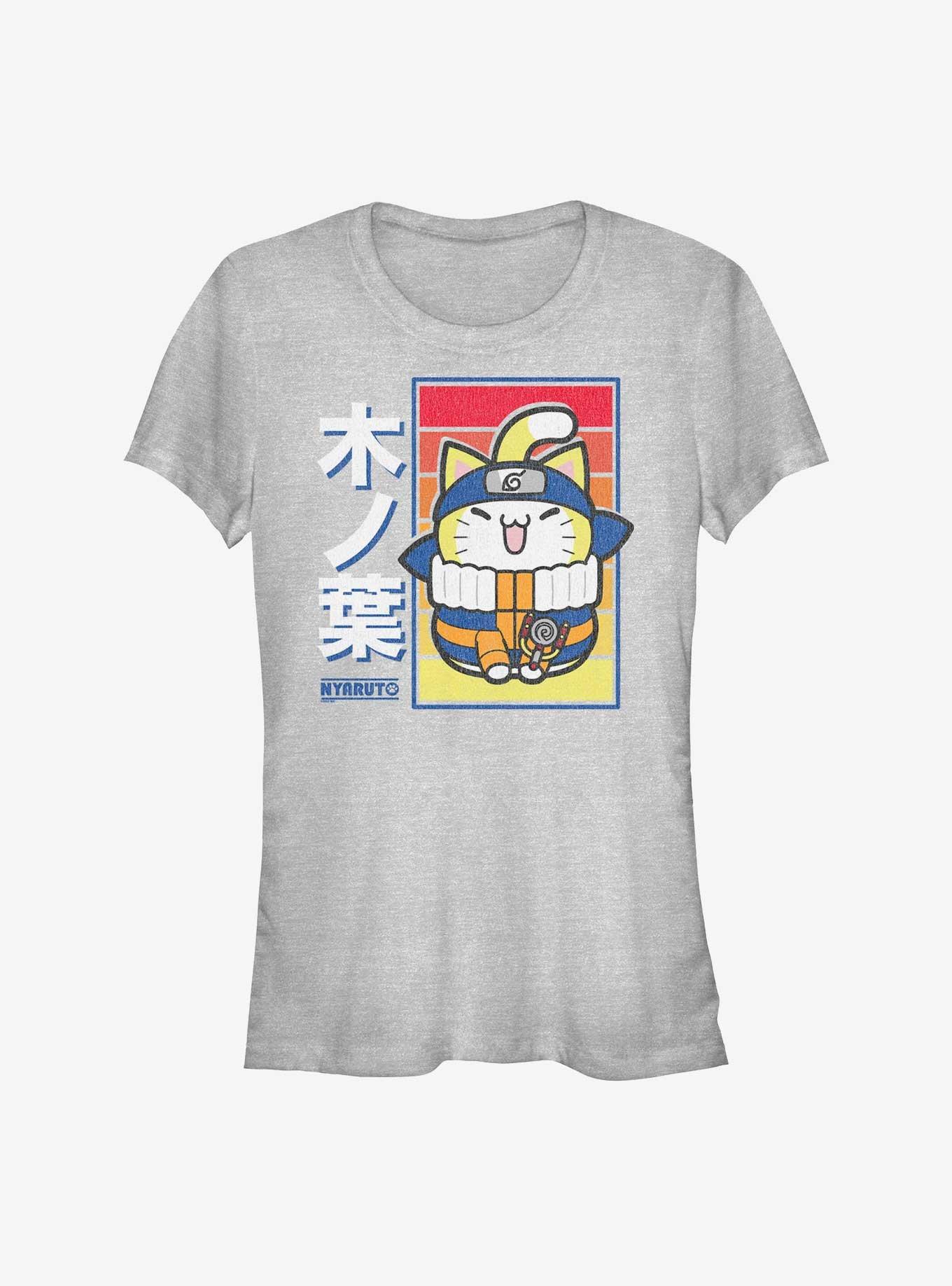 Naruto Nyaruto Cat Sunset Leaf Village Girls T-Shirt, ATH HTR, hi-res