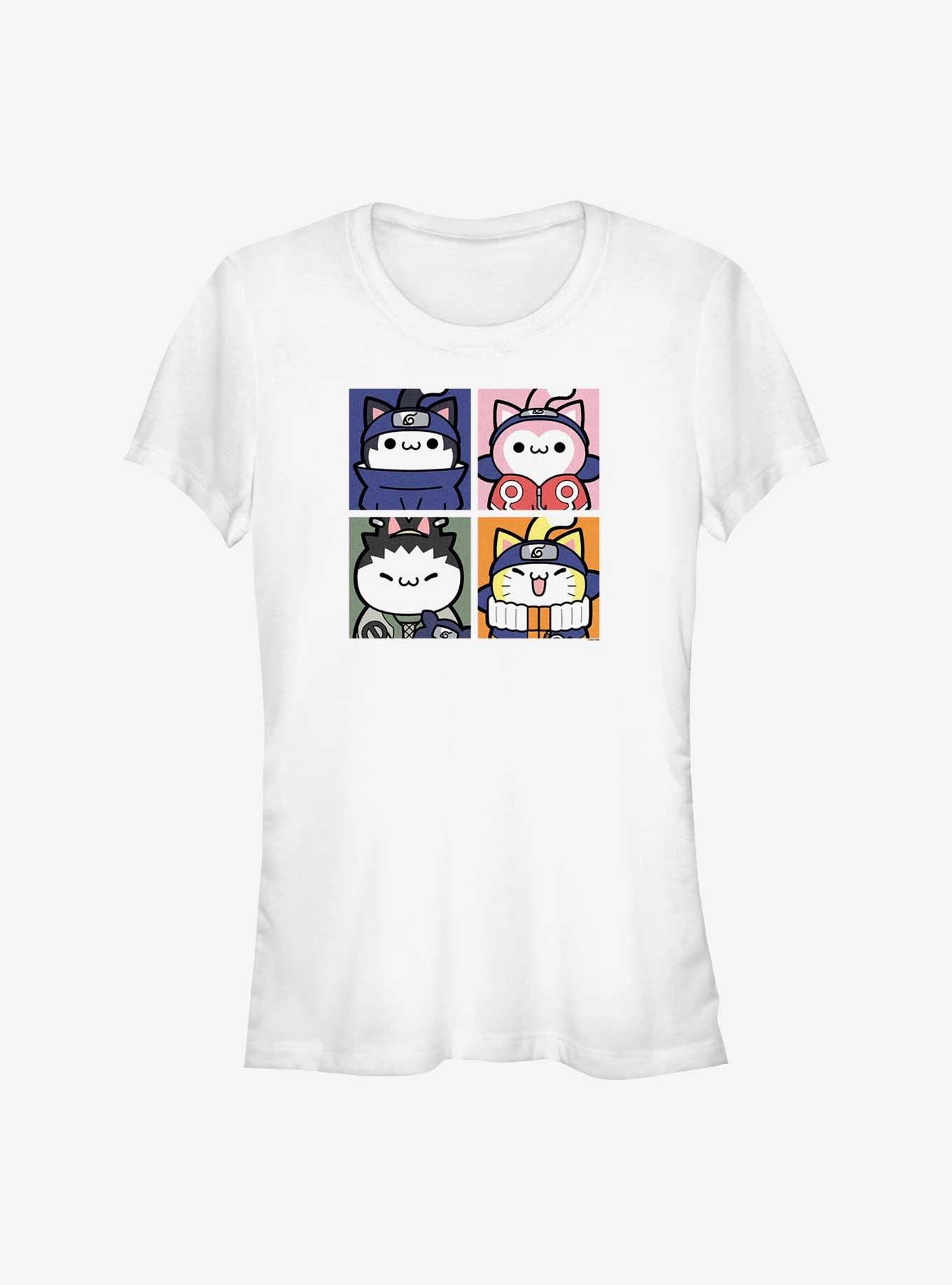 Naruto Cat Team Sasuke Sakura Shikamaru and Naruto Girls T-Shirt, WHITE, hi-res