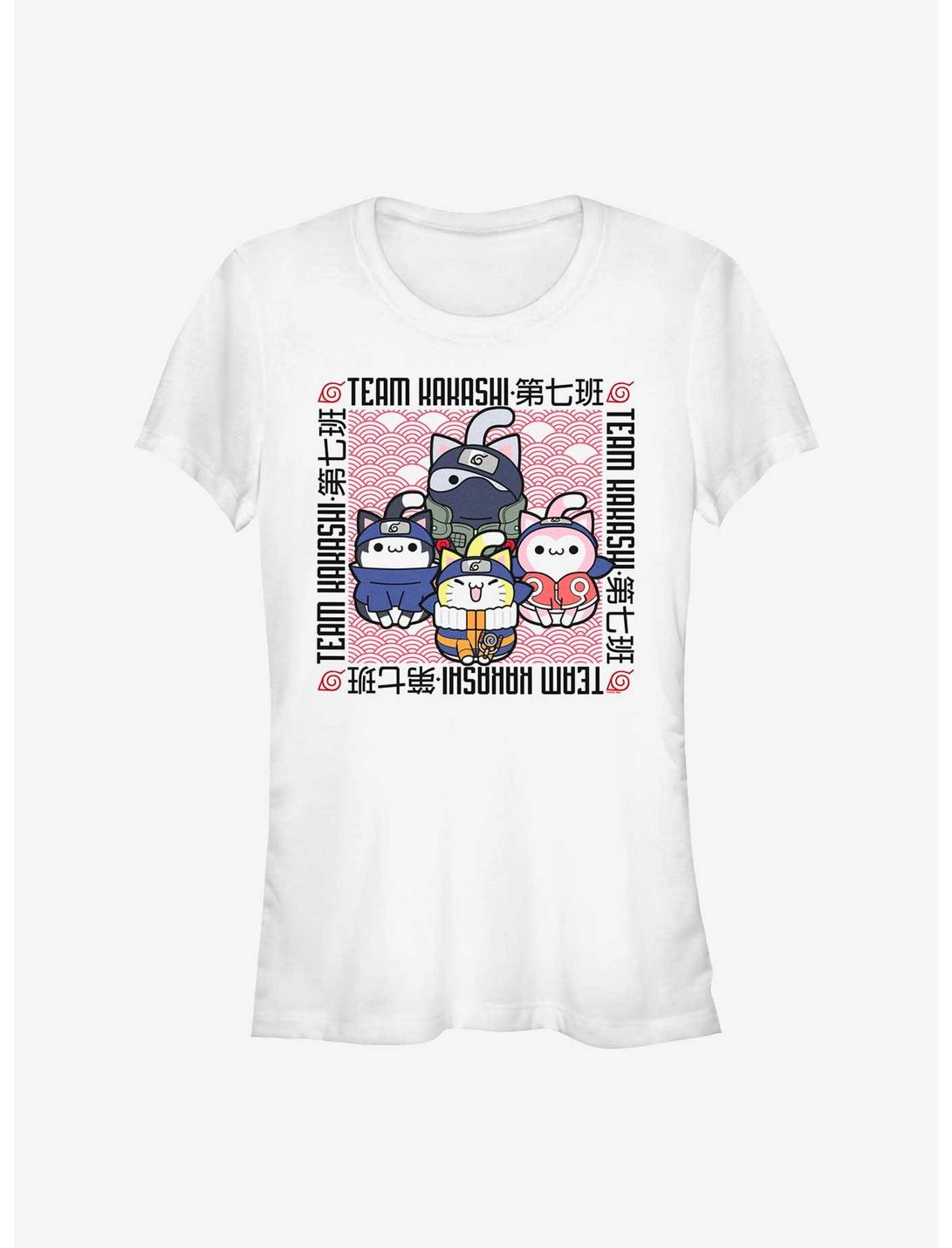 Naruto Nyaruto Team Kakashi Cats Girls T-Shirt, WHITE, hi-res