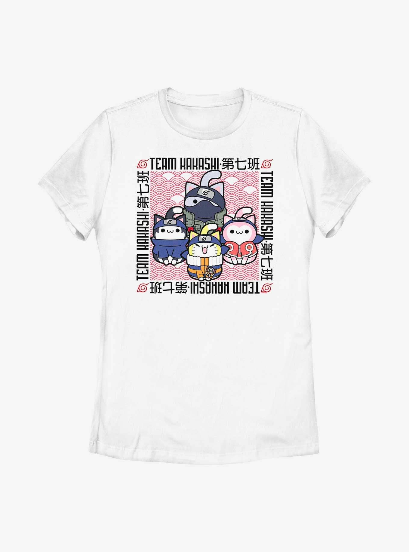 Naruto Nyaruto Team Kakashi Cats Womens T-Shirt, WHITE, hi-res