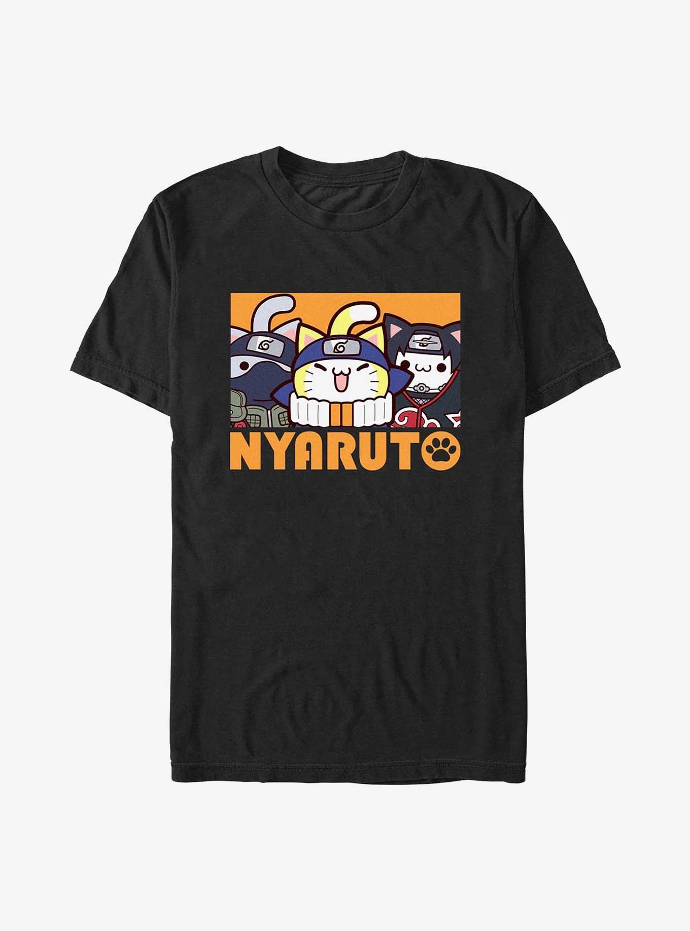 Naruto Nyaruto Kakashi Naruto and Itachi T-Shirt, BLACK, hi-res