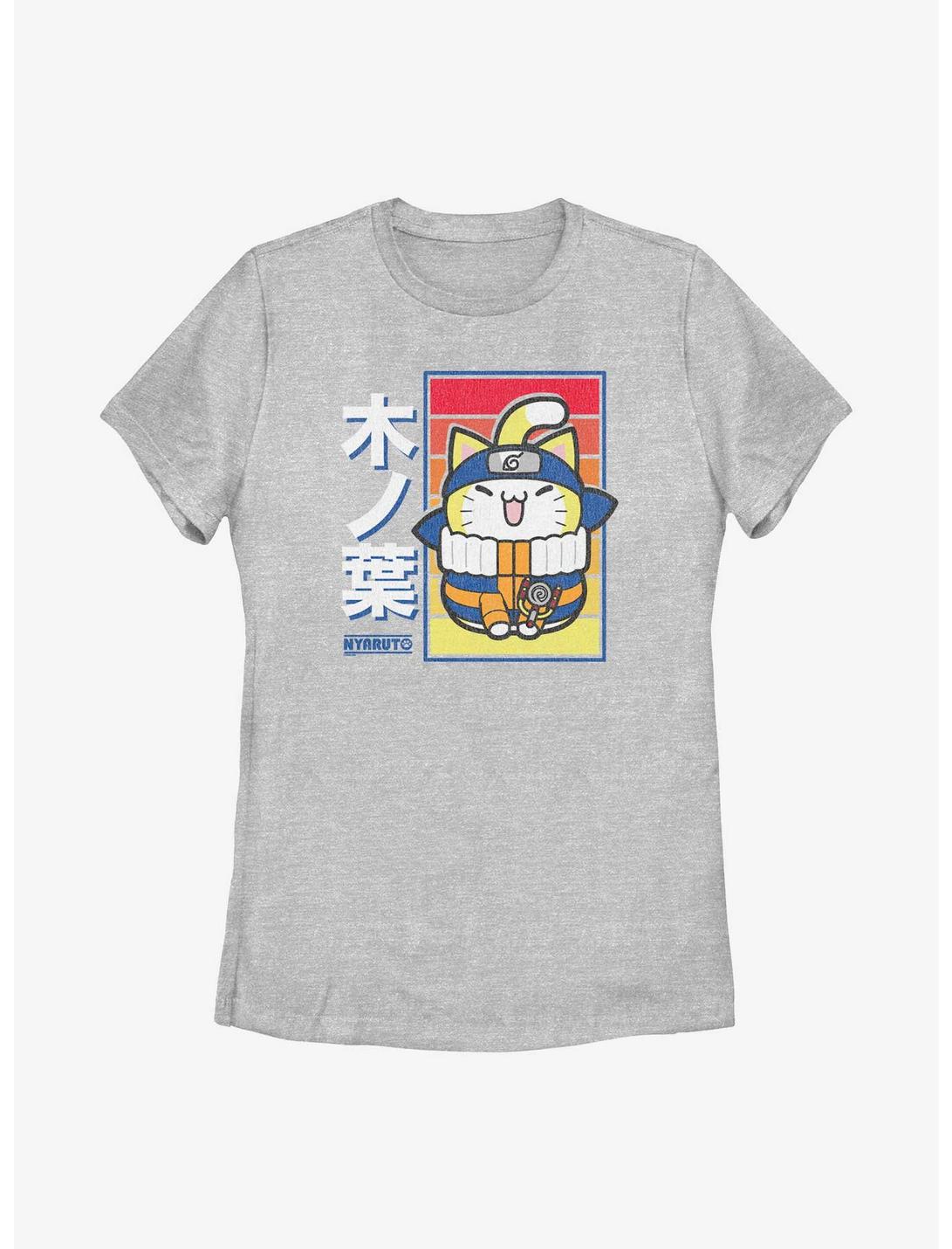 Naruto Nyaruto Cat Sunset Leaf Village Womens T-Shirt, ATH HTR, hi-res