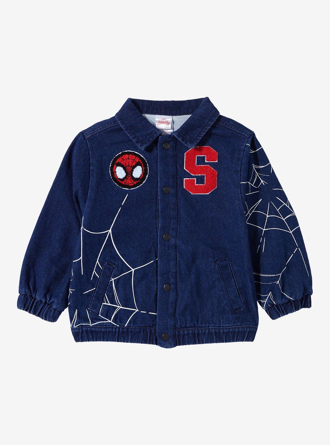 Marvel Spider-Man Web Denim Toddler Jacket — BoxLunch Exclusive, BLUE  RED, hi-res