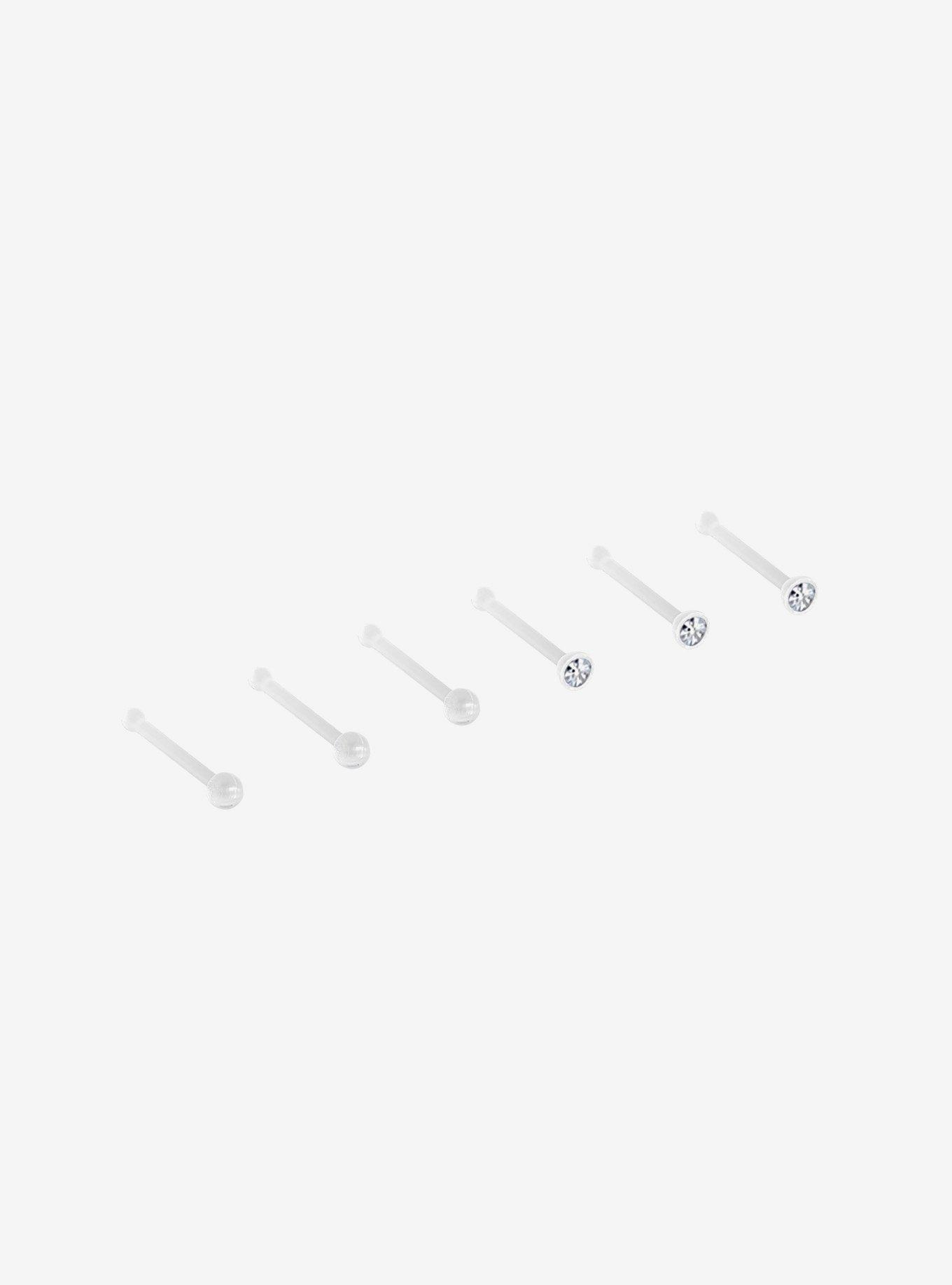 Silicone CZ Nose Stud 6 Pack, MULTI, hi-res