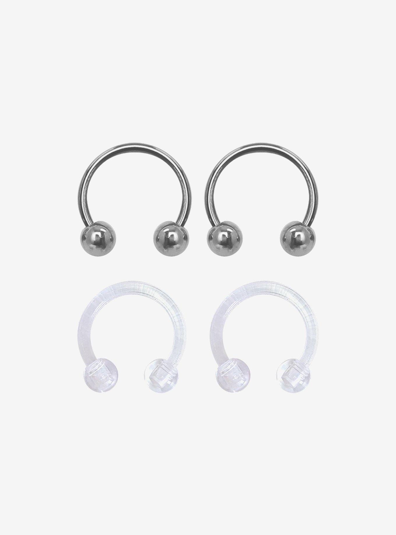 Steel Silver Basic Circular Barbell & Retainer 4 Pack, , hi-res