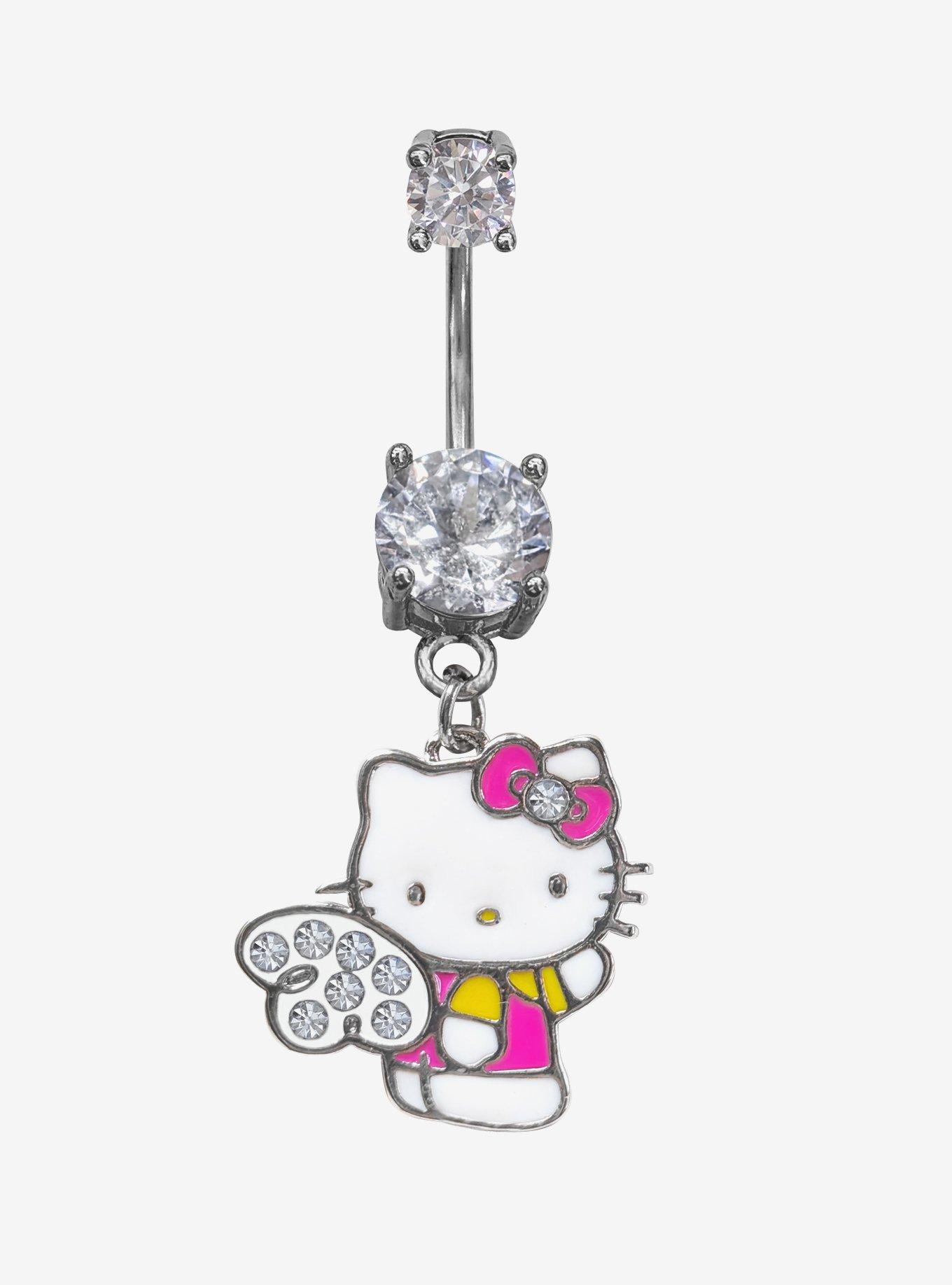 Steel Hello Kitty Angel Navel Barbell, , hi-res