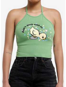 Sweet Society Don't Duck With Us Green Girls Halter Top, , hi-res