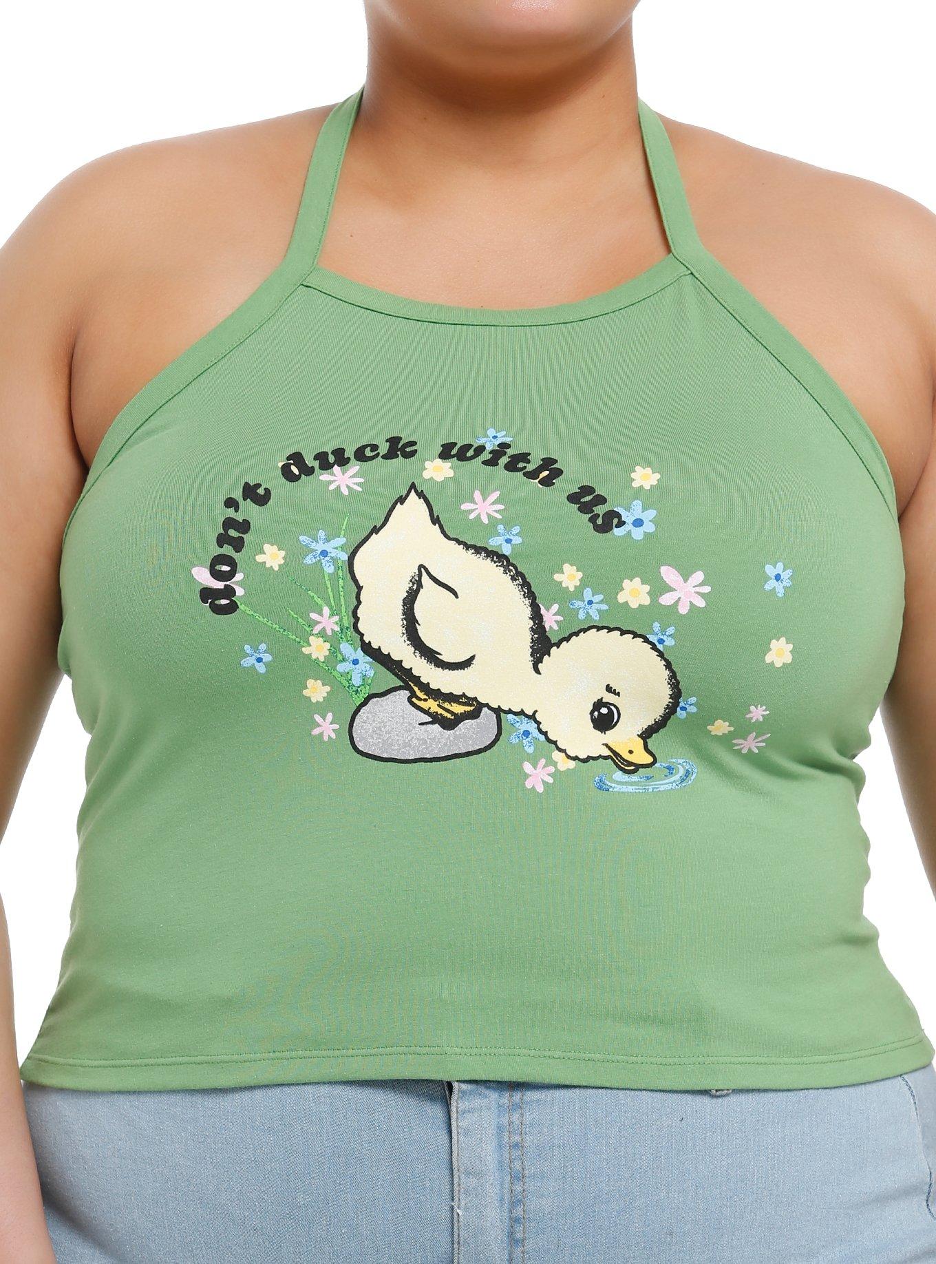 Sweet Society Don't Duck With Us Green Girls Halter Top Plus Size, , hi-res