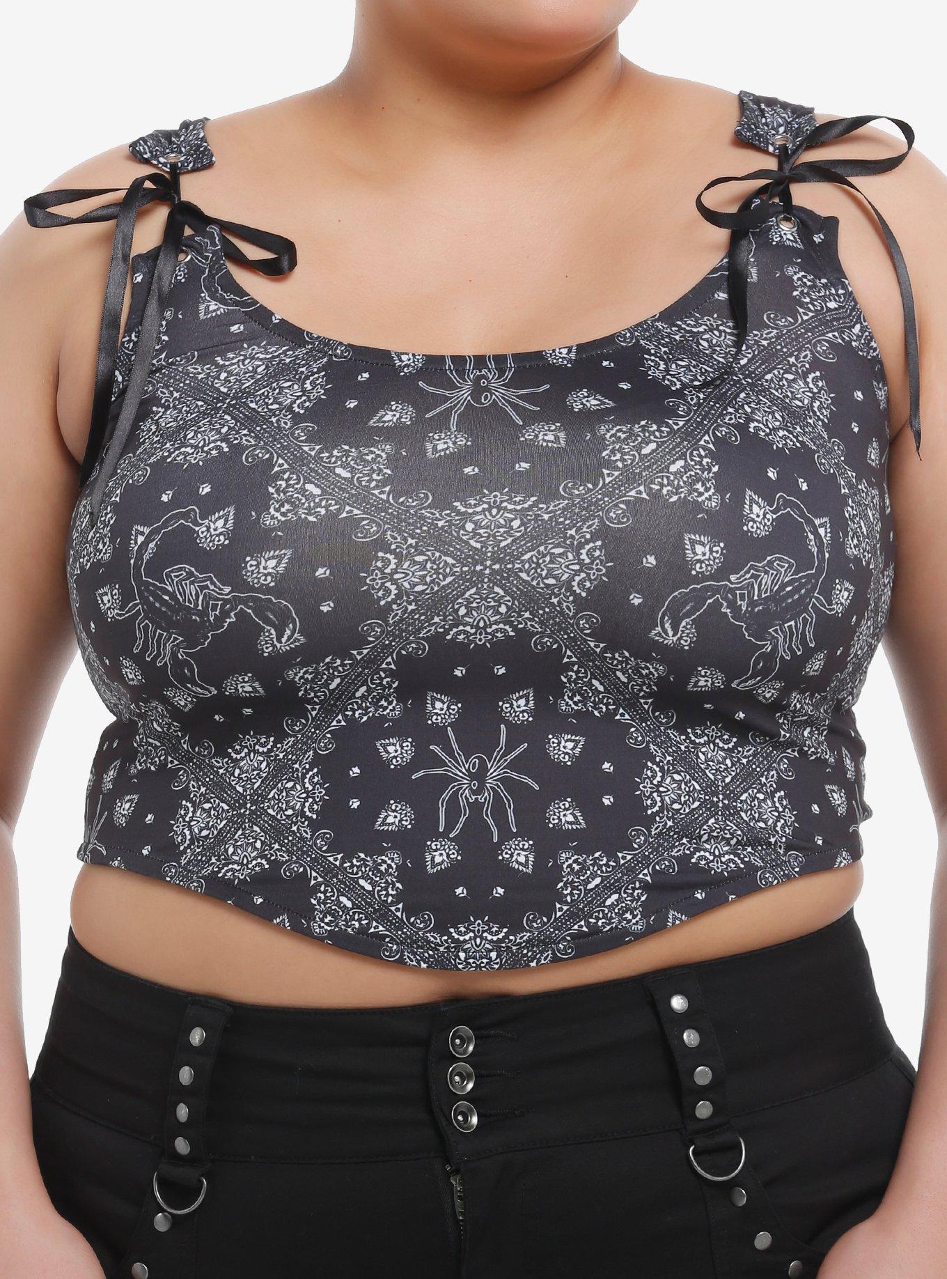 Cosmic Aura Gothic Western Bandana Lace-Up Girls Top Plus Size, , hi-res