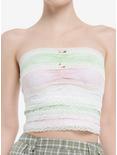Sweet Society Stripe Rosette Lace Girls Tube Top, PINK, hi-res