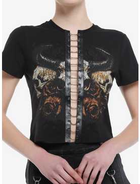 Cosmic Aura Skull & Rose Chains Girls Crop T-Shirt, , hi-res