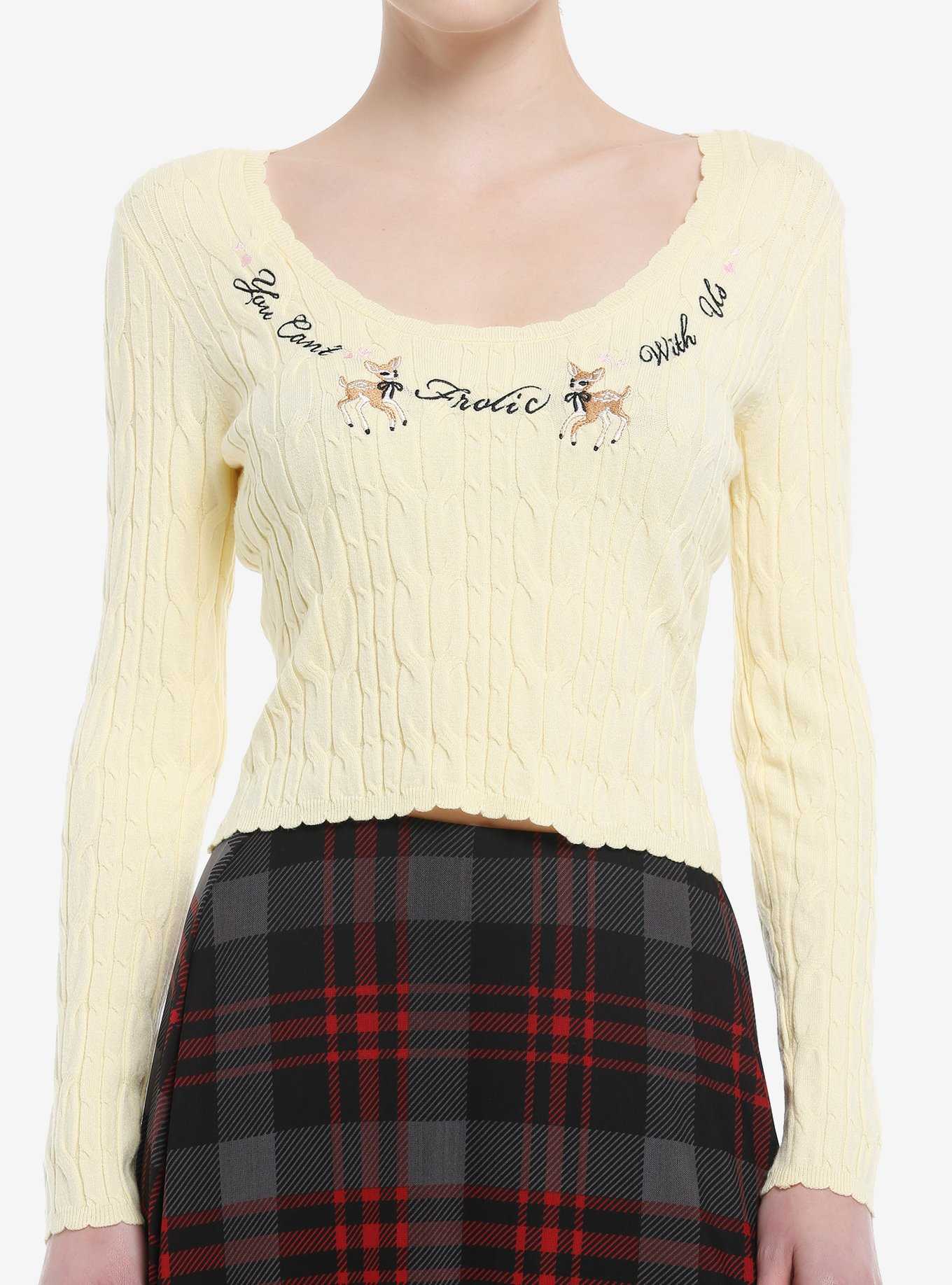 Sweet Society Can't Frolic With Us Deer Girls Long-Sleeve Sweater, , hi-res