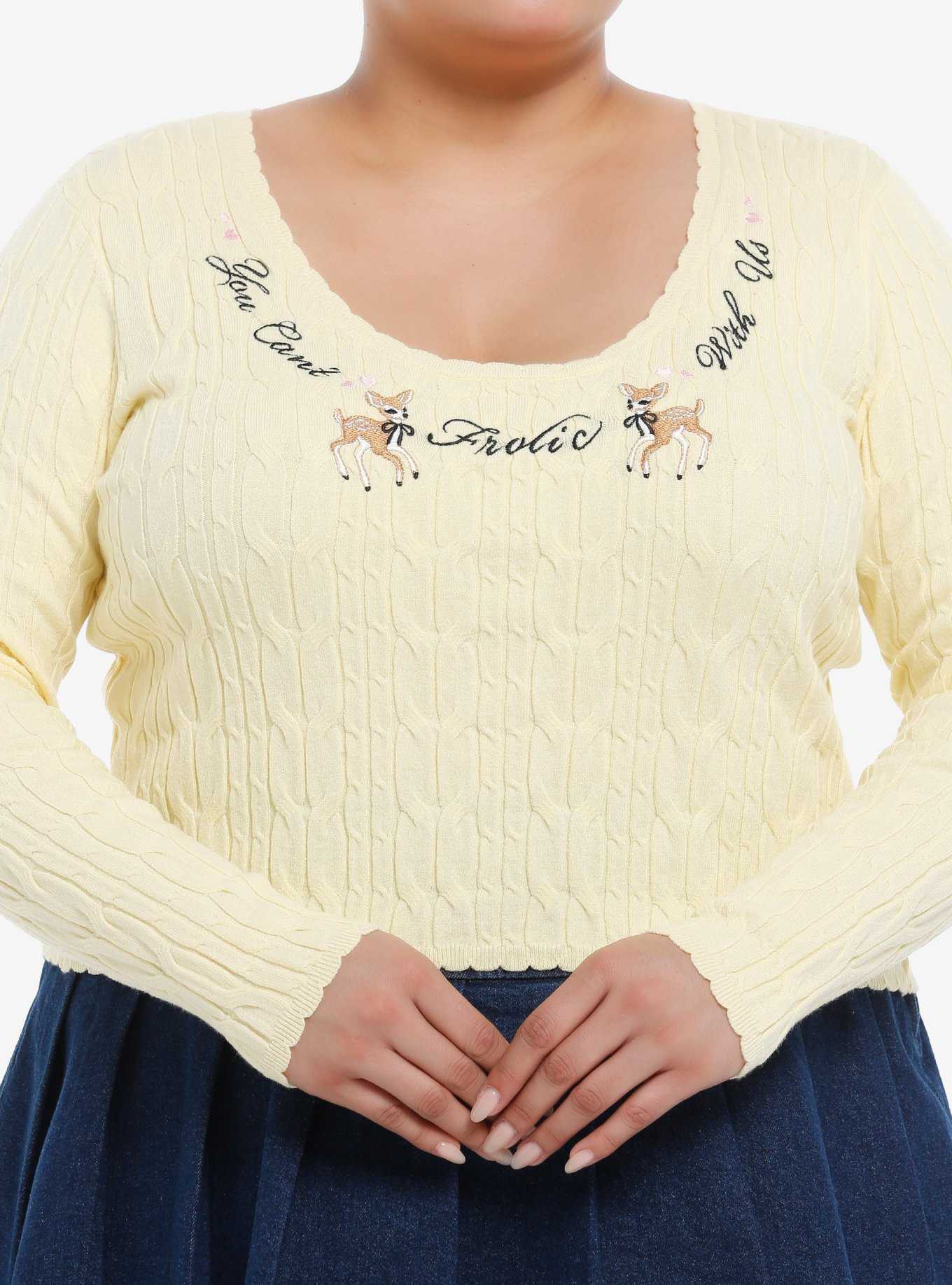 Sweet Society Can't Frolic With Us Deer Girls Long-Sleeve Sweater Plus Size, , hi-res