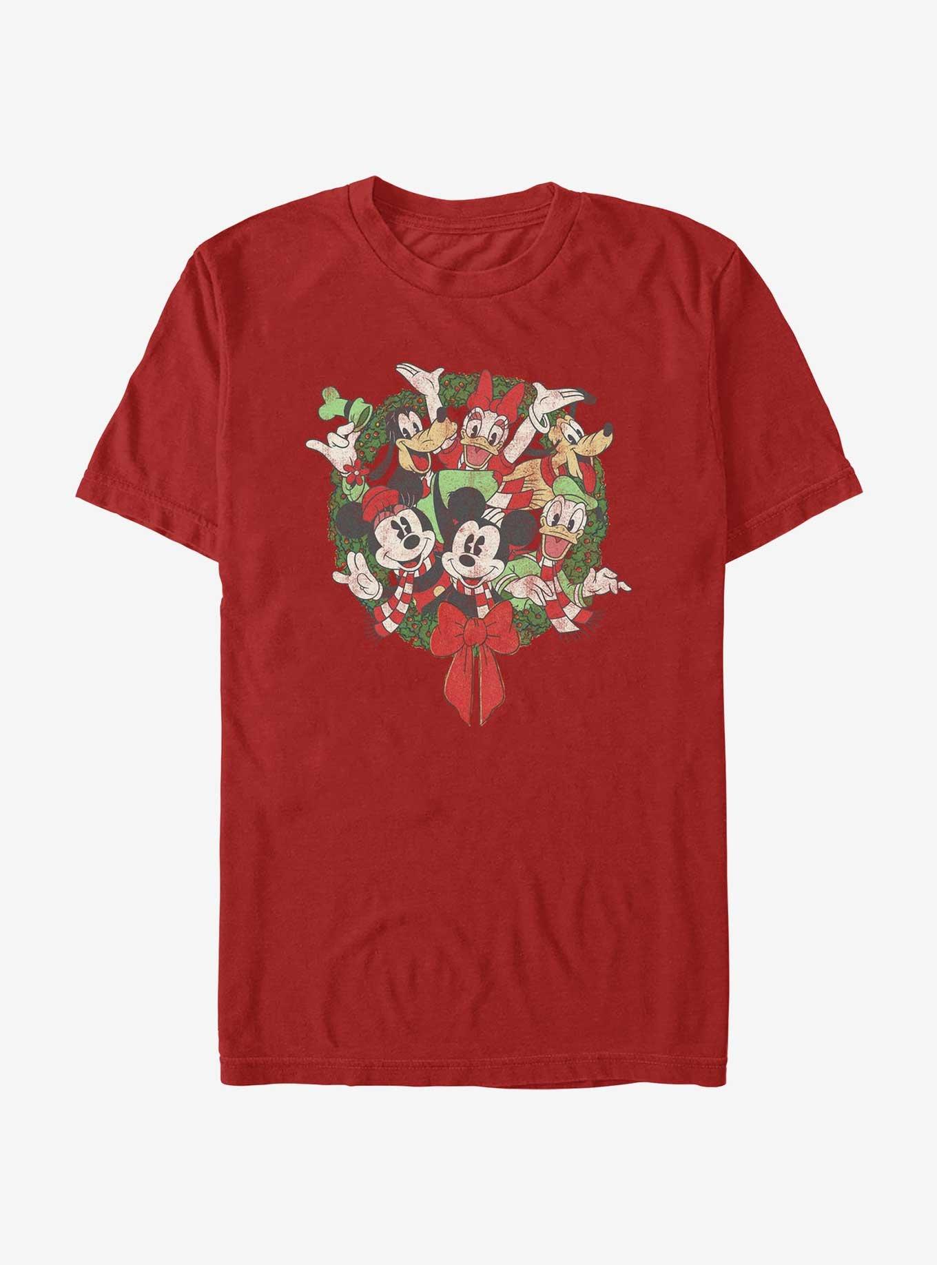 Disney Mickey Mouse & Friends Holiday Wreath T-Shirt, RED, hi-res