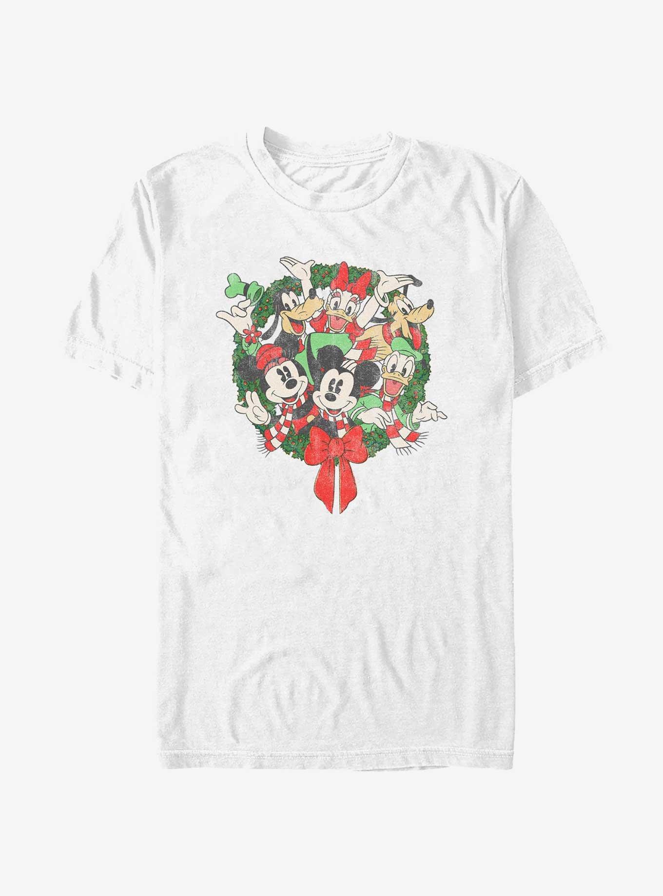 Disney Mickey Mouse & Friends Holiday Wreath T-Shirt, WHITE, hi-res