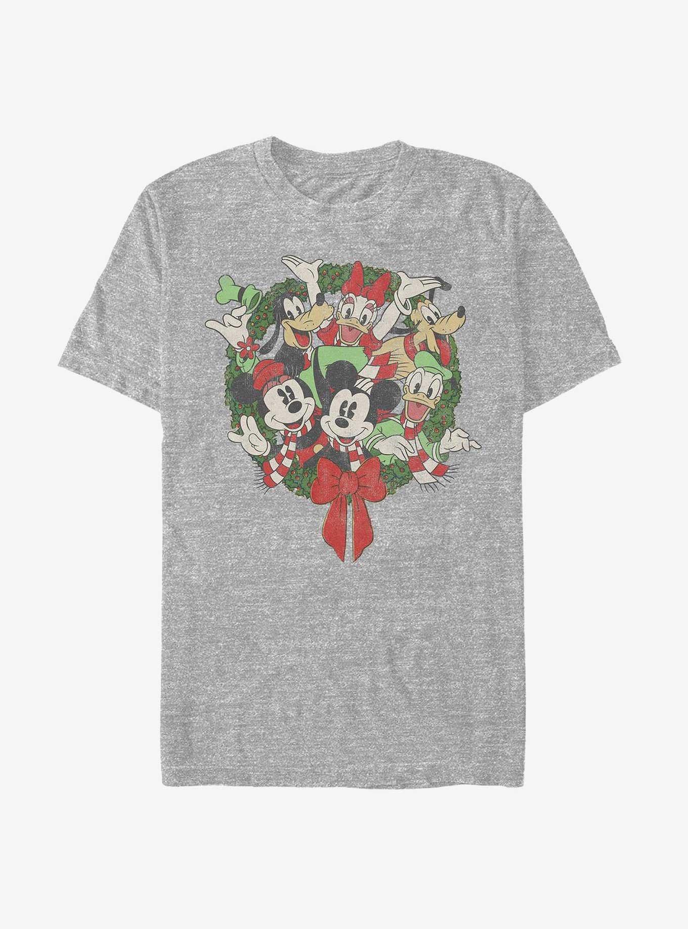 Disney Mickey Mouse & Friends Holiday Wreath T-Shirt, ATH HTR, hi-res