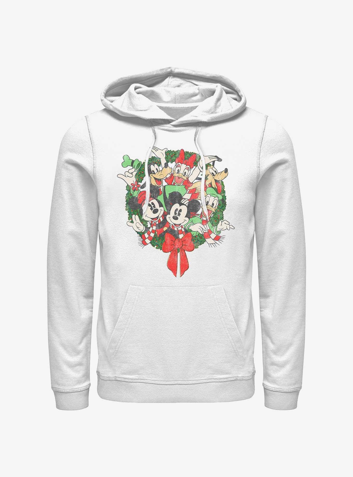 Disney Mickey Mouse & Friends Holiday Wreath Hoodie, WHITE, hi-res
