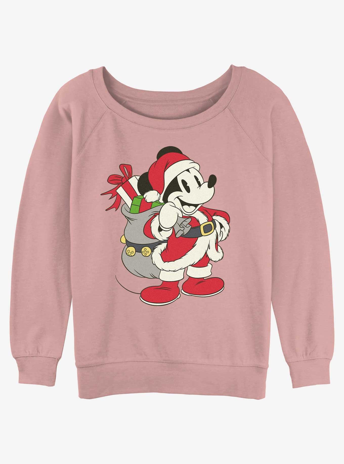 Disney Mickey Mouse Santa Claus Ready To Go Girls Slouchy Sweatshirt, DESERTPNK, hi-res