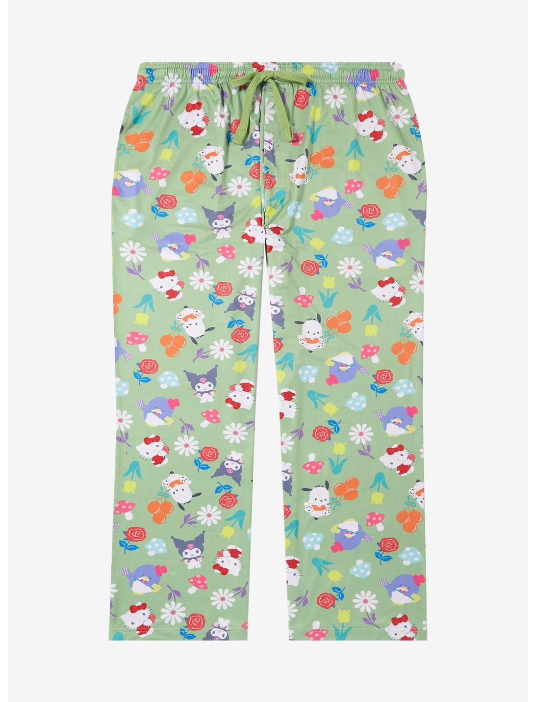 Sanrio Hello Kitty and Friends Floral Allover Print Women's Plus Size Sleep Pants — BoxLunch Exclusive, SAGE, hi-res