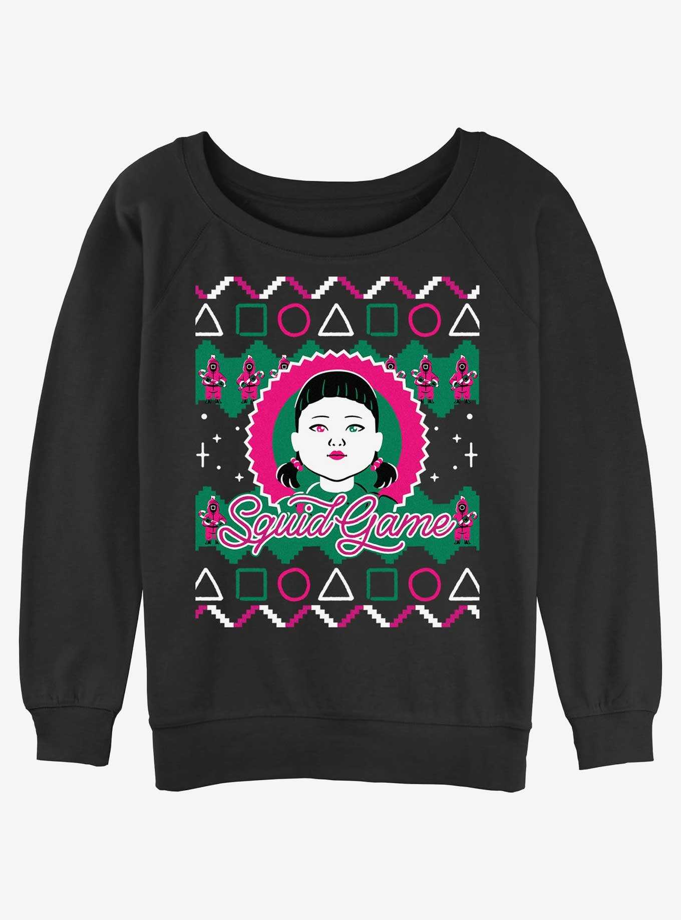 Squid Game Young-Hee Doll Ugly Christmas Girls Slouchy Sweatshirt, , hi-res