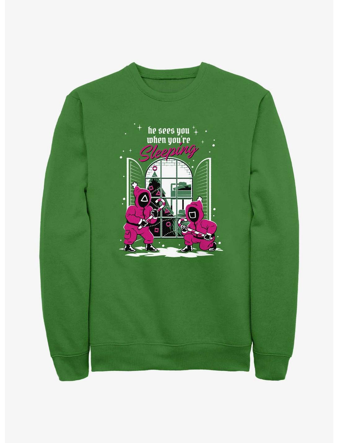 Squid Game All Seeing Pink Soldiers Christmas Sweatshirt, KELLY, hi-res