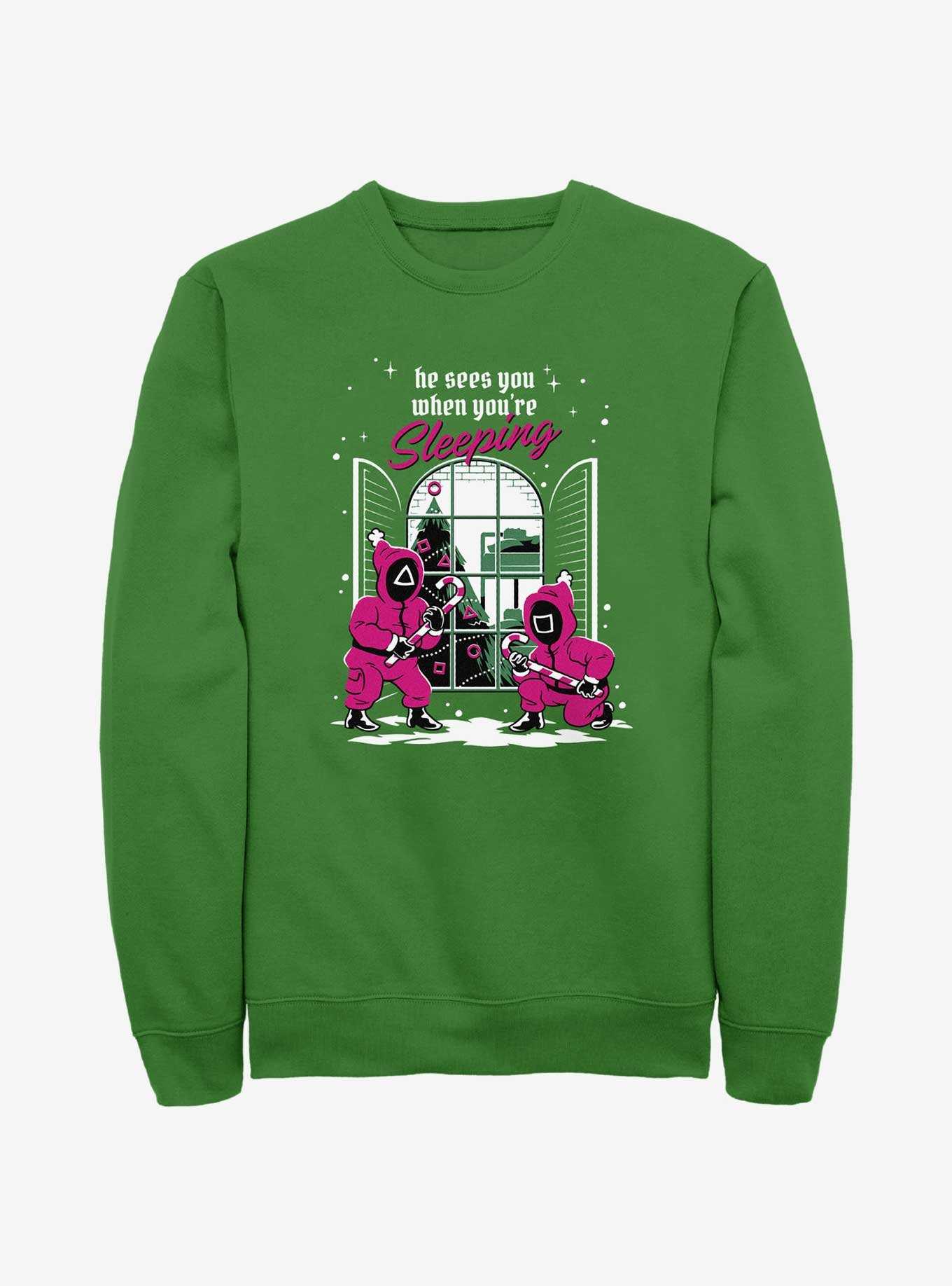 Squid Game All Seeing Pink Soldiers Christmas Sweatshirt, , hi-res