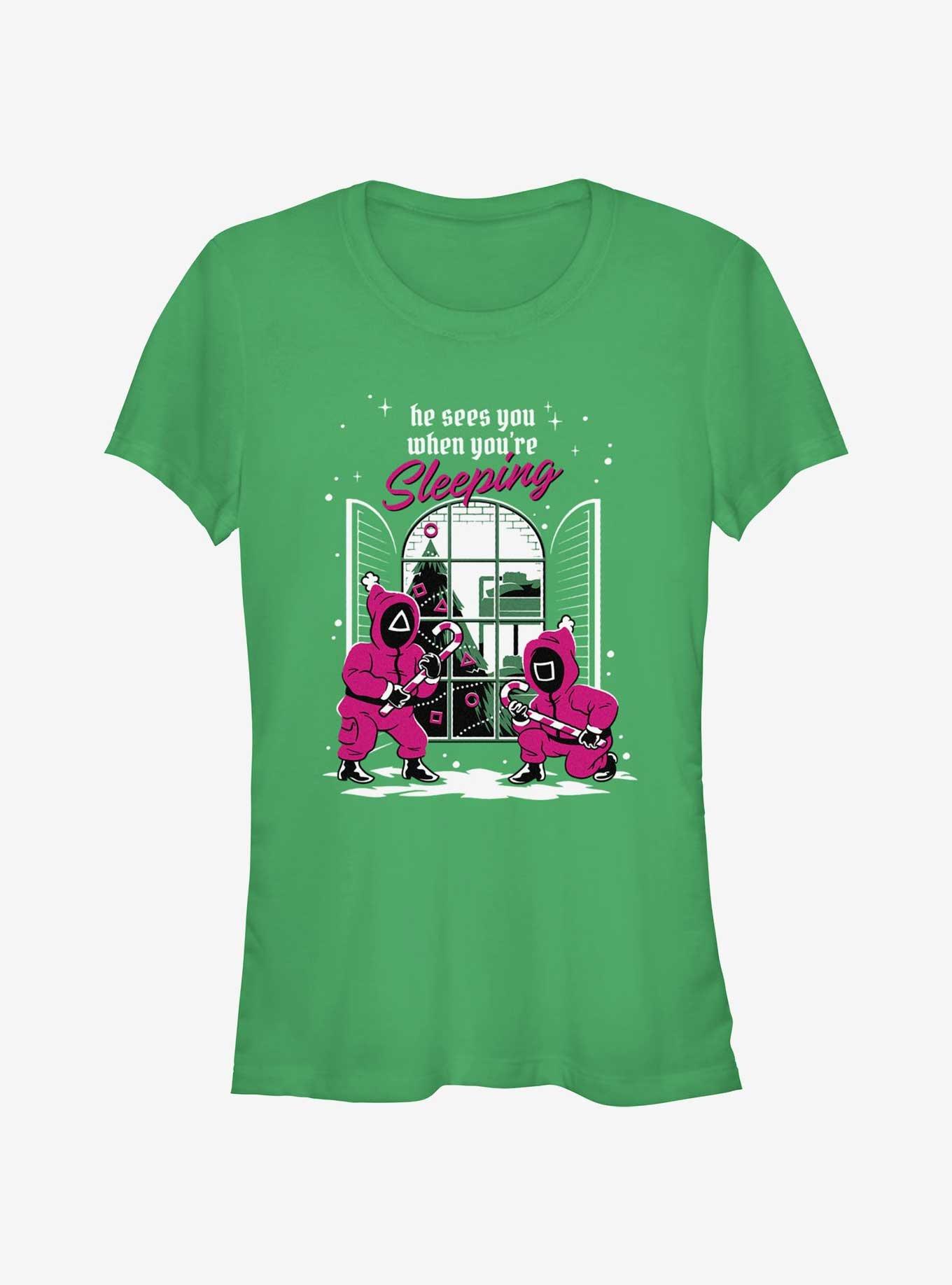 Squid Game All Seeing Pink Soldiers Christmas Girls T-Shirt, , hi-res