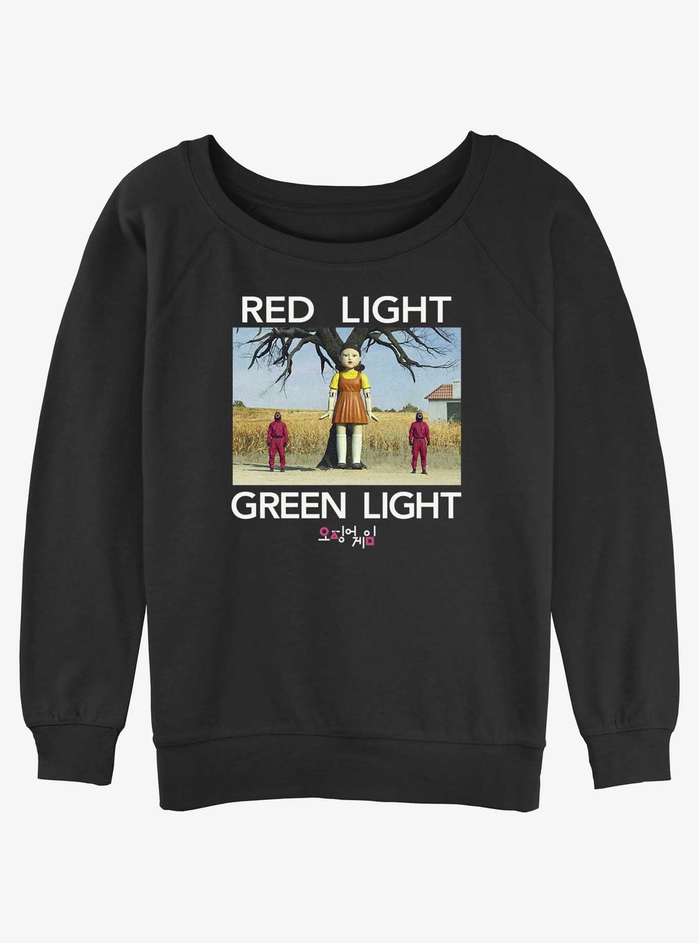 Squid Game Red Light Green Light Girls Slouchy Sweatshirt, BLACK, hi-res