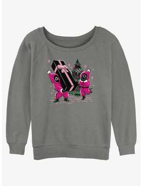 Squid Game Holiday Presents Pink Soldiers Girls Slouchy Sweatshirt, , hi-res